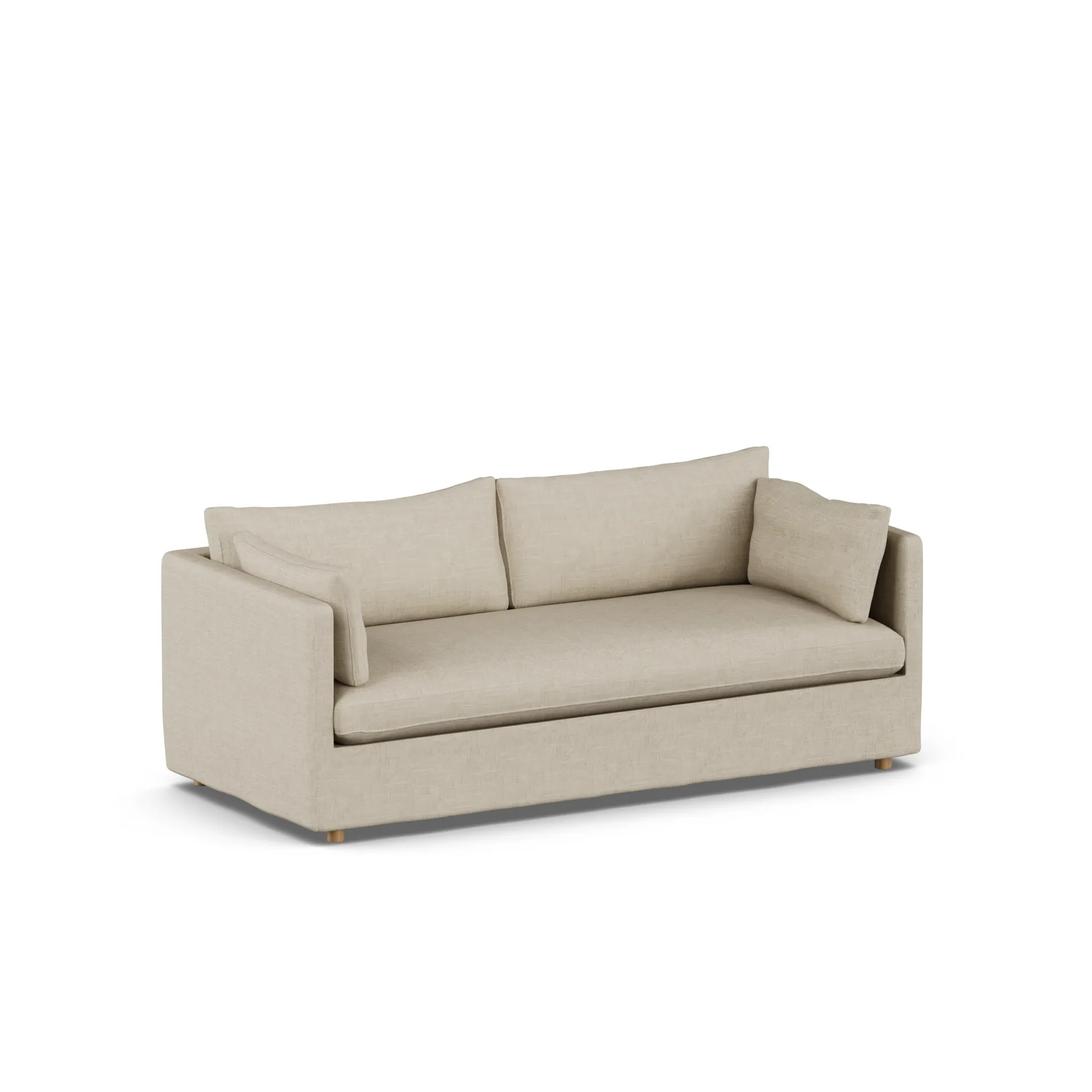 Linnevik sofa, Bern Beige 0341-dąb olejowany na biało, 3-osobowa, z falbaną 1898