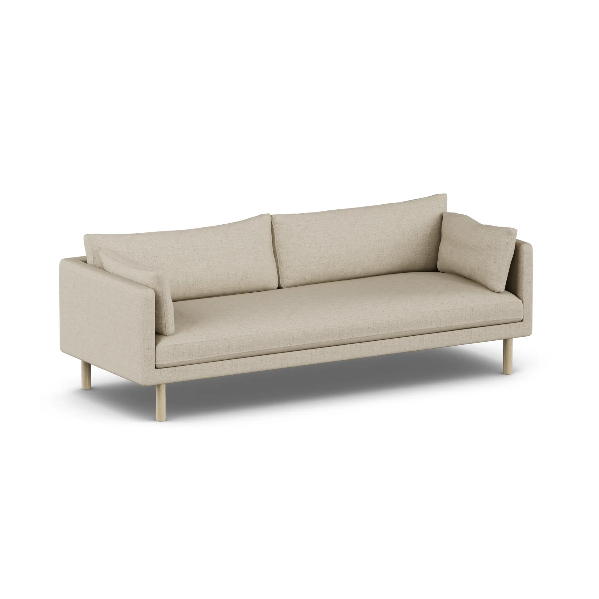 Linnevik sofa, Bern Beige 0341-dąb olejowany na biało, 4-osobowa, bez falbany 1898