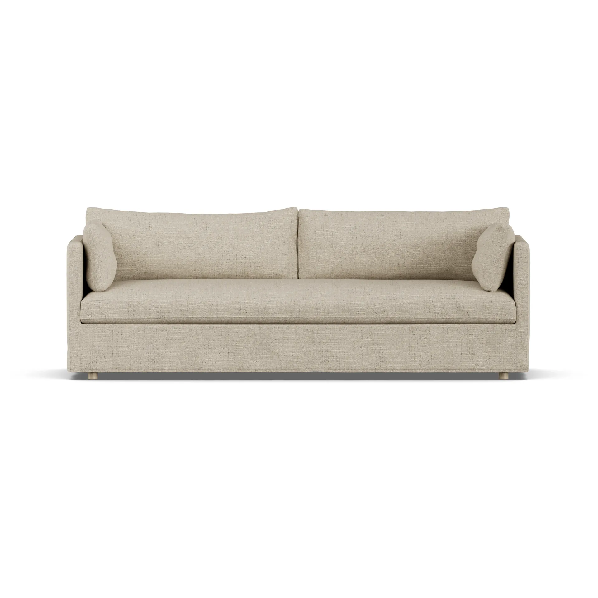 Linnevik sofa, Bern beige 0341-dąb olejowany na biało, 4-osobowa, z falbaną 1898
