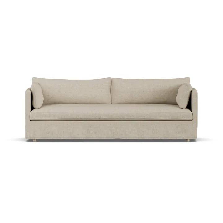 Linnevik sofa - Bern beige 0341-dąb olejowany na biało, 4-osobowa, z falbaną - 1898