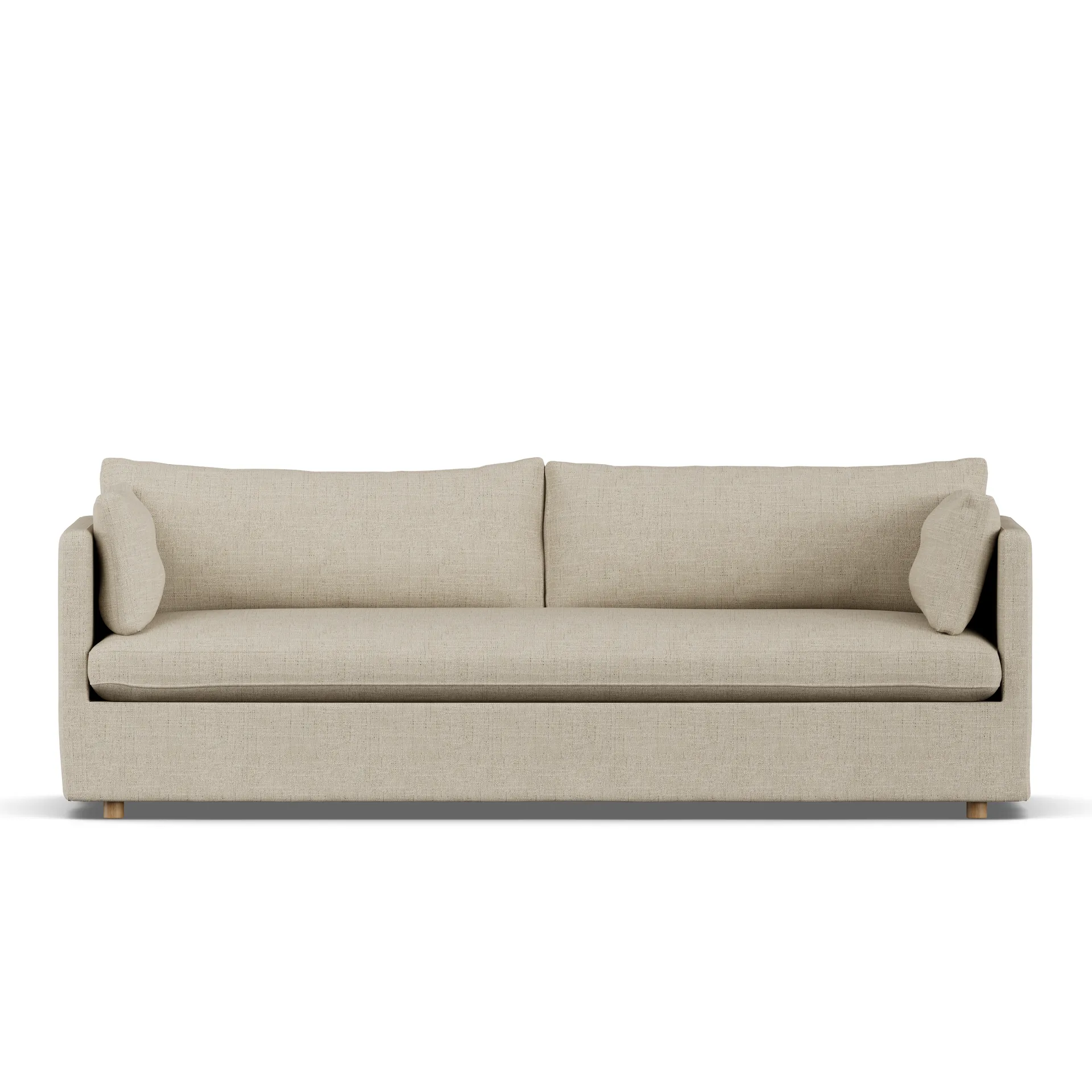 Linnevik sofa, Bern beige 0341-dąb olejowany na biało, 4-osobowa, z falbaną 1898