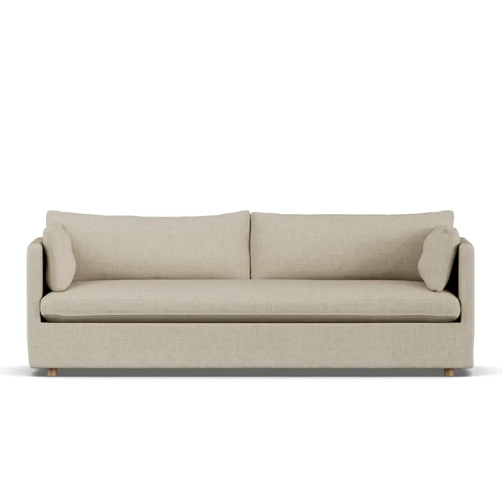 Linnevik sofa - Bern beige 0341-dąb olejowany na biało, 4-osobowa, z falbaną - 1898