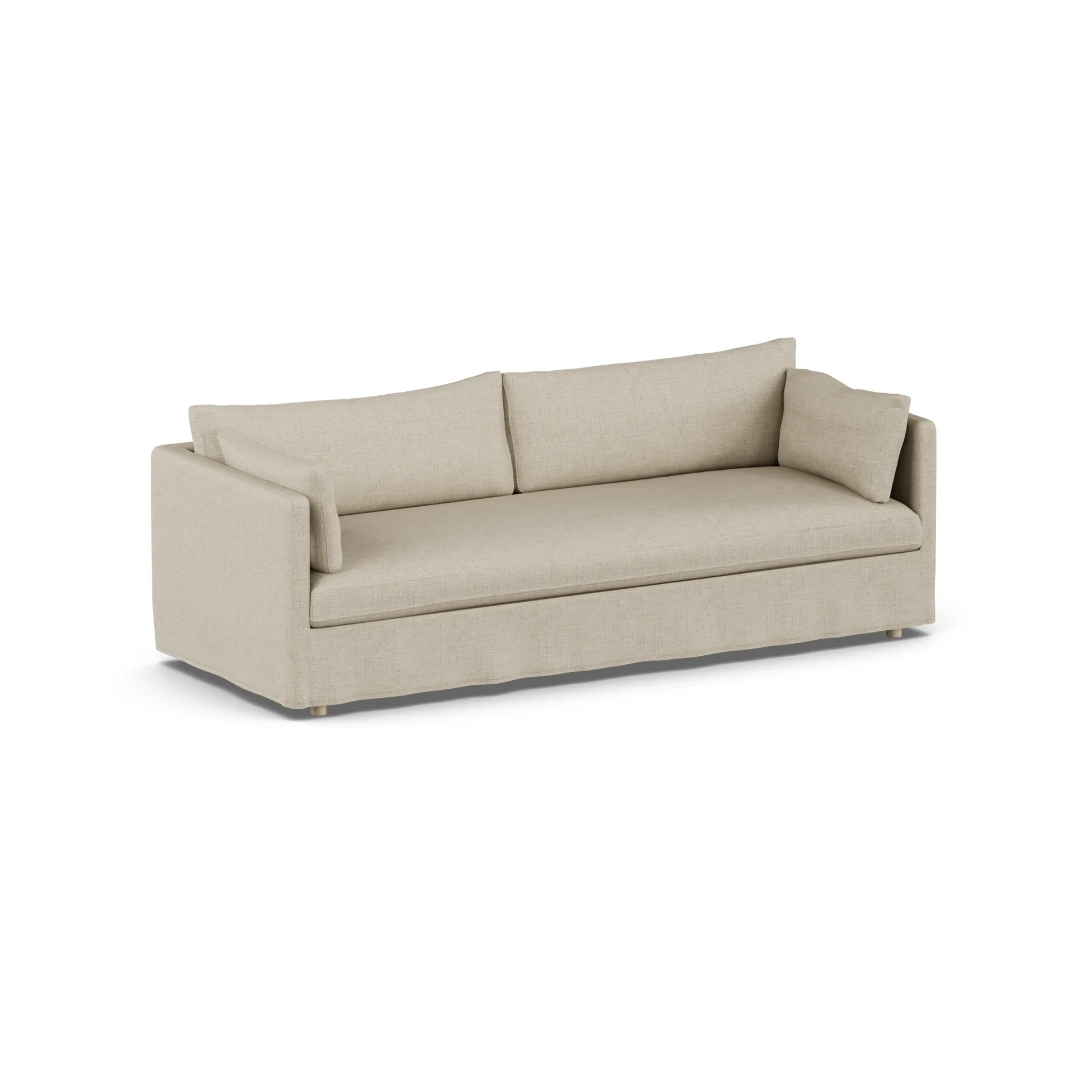 Linnevik sofa, Bern beige 0341-dąb olejowany na biało, 4-osobowa, z falbaną 1898