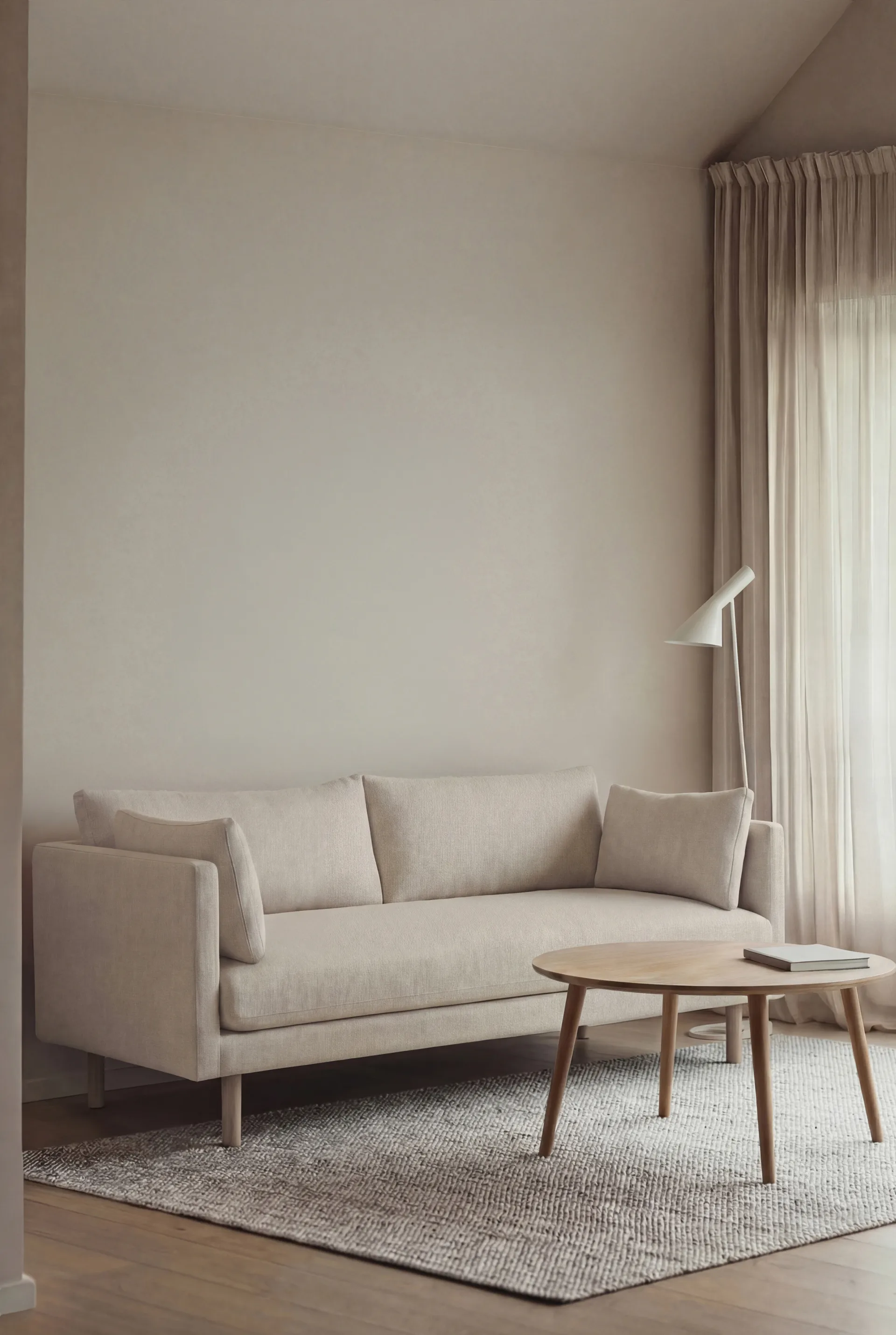 Linnevik sofa, Caleido Beige 9600-dąb olejowany na biało, 2-osobowa, bez falbany 1898