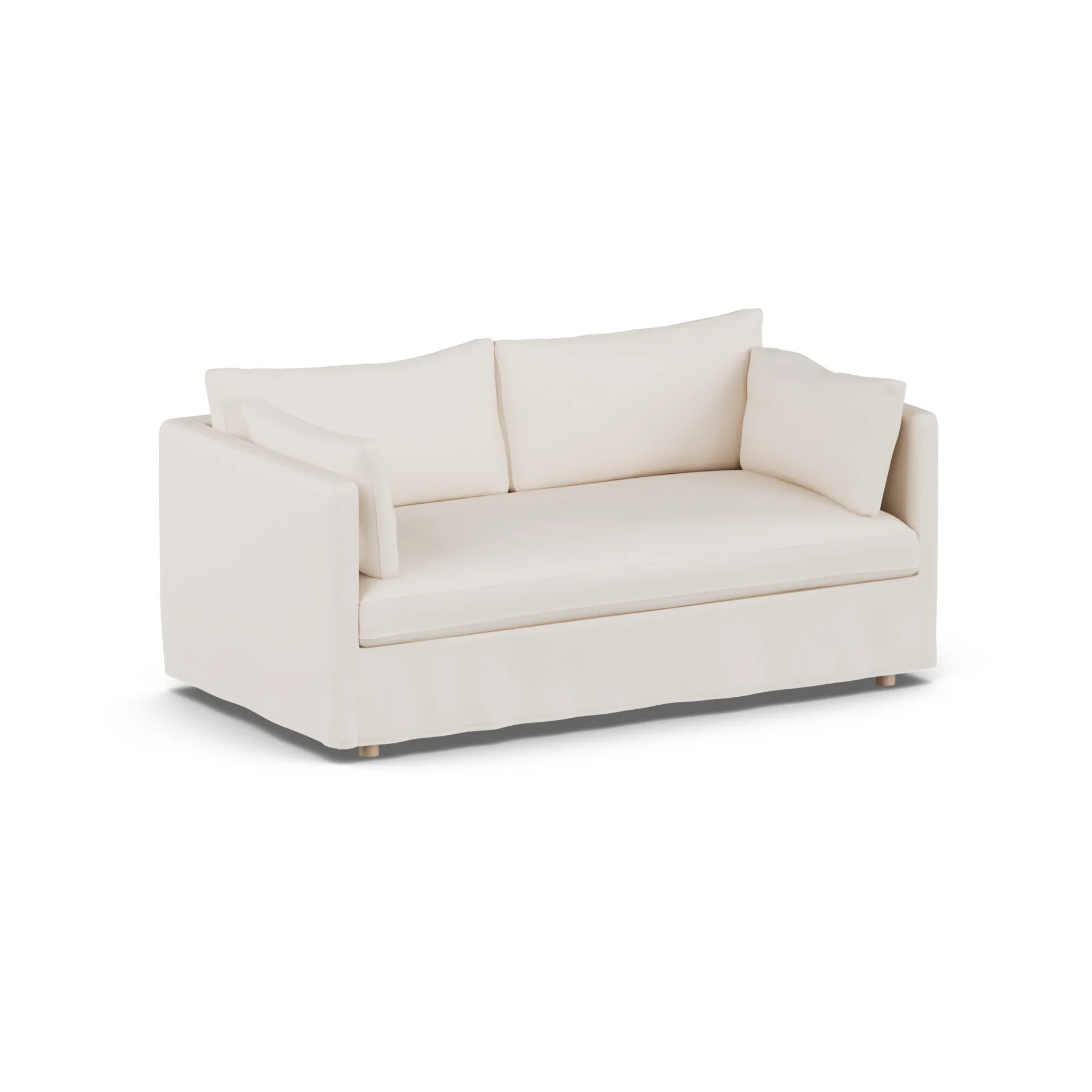 Linnevik sofa, Caleido Beige 9600-dąb olejowany na biało, 2-osobowa, z falbaną 1898