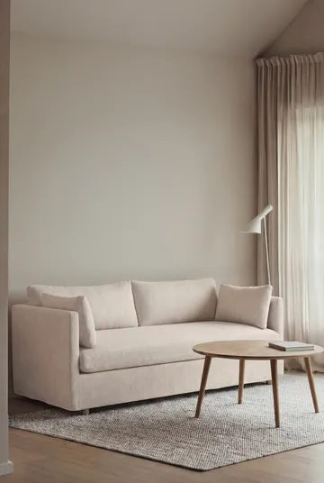 Linnevik sofa - Caleido Beige 9600-dąb olejowany na biało, 2-osobowa, z falbaną - 1898