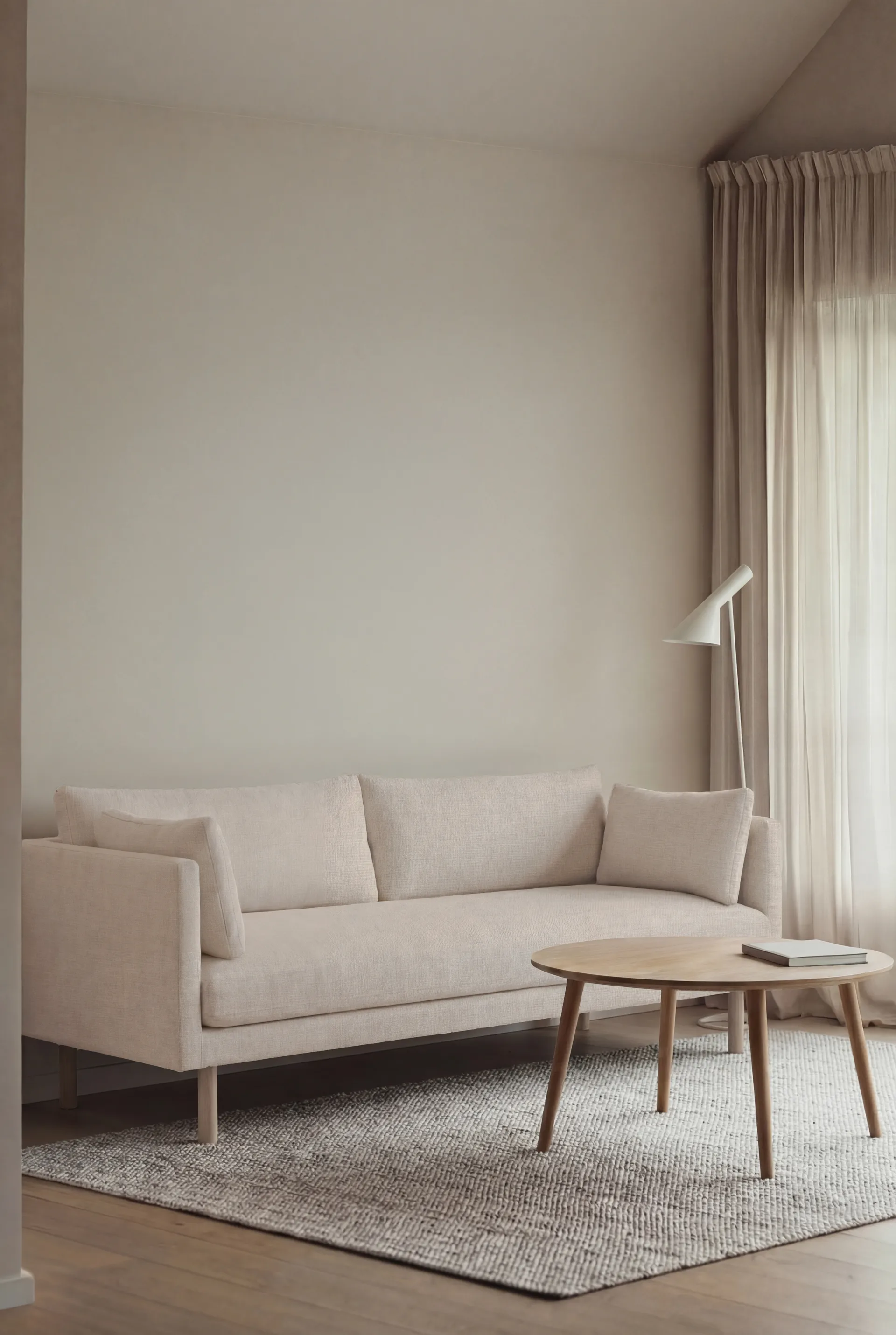 Linnevik sofa, Caleido Beige 9600-dąb olejowany na biało, 3-osobowa, bez falbany 1898