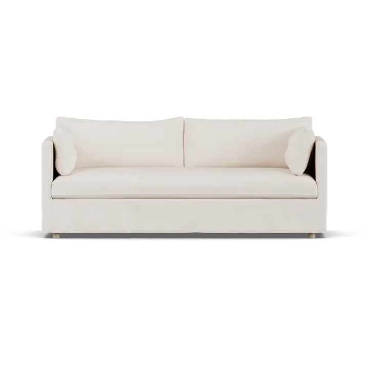 Linnevik sofa - Caleido beige 9600-dąb olejowany na biało, 3-osobowa, z falbaną - 1898