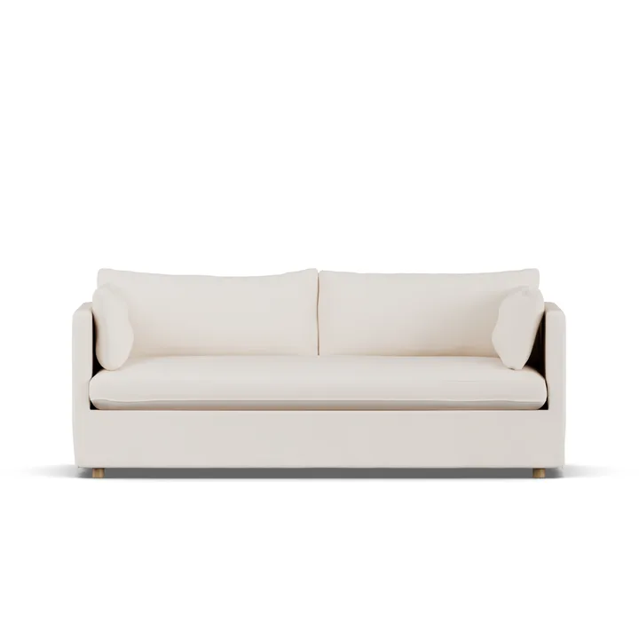 Linnevik sofa - Caleido beige 9600-dąb olejowany na biało, 3-osobowa, z falbaną - 1898