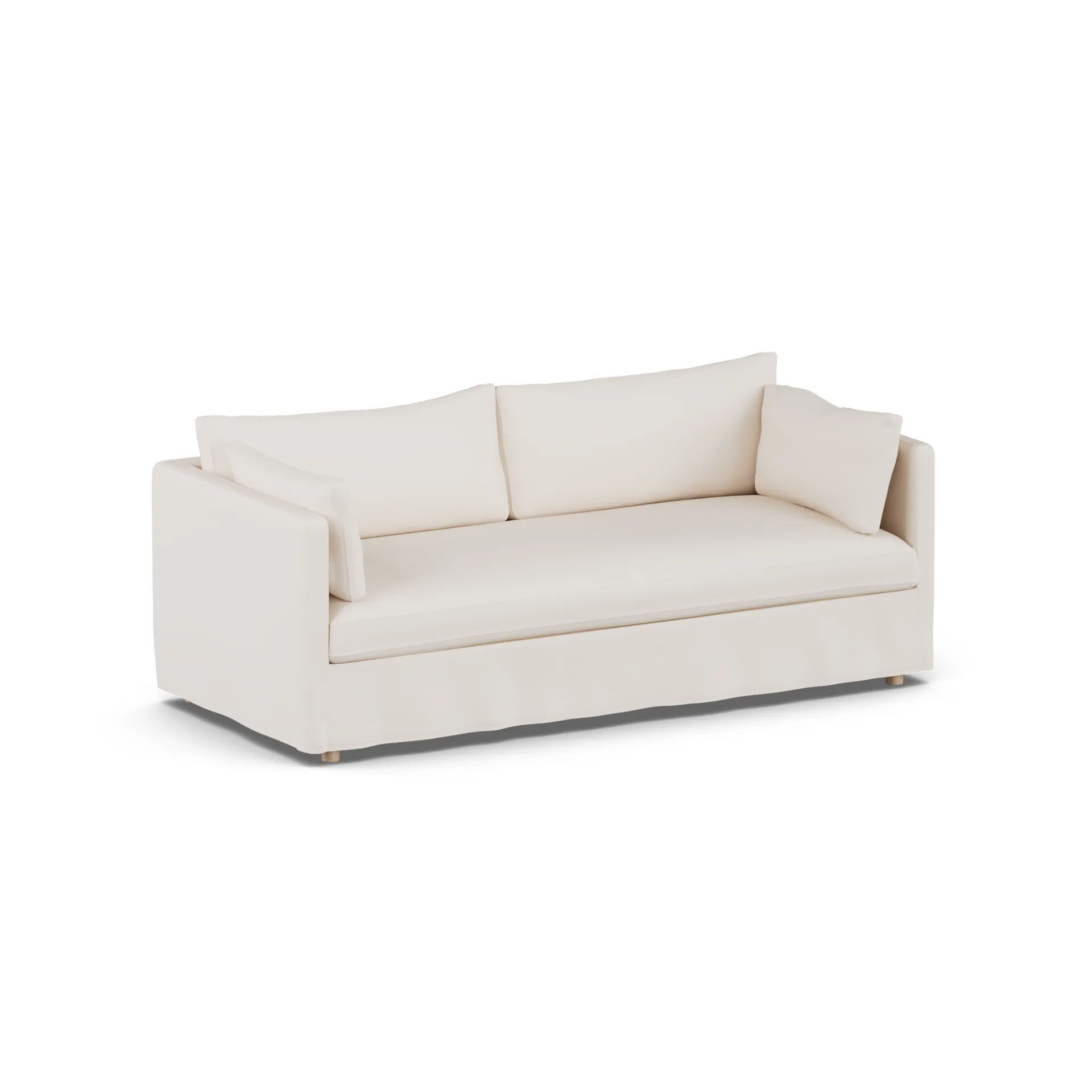 Linnevik sofa, Caleido beige 9600-dąb olejowany na biało, 3-osobowa, z falbaną 1898