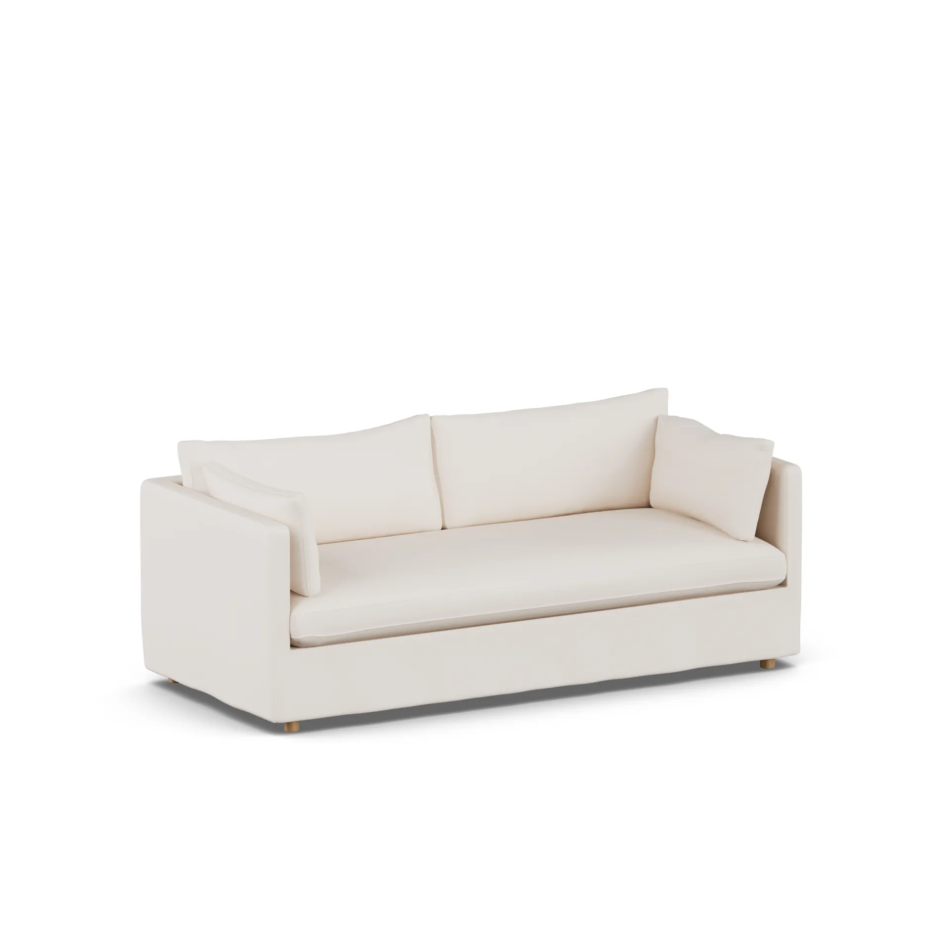 Linnevik sofa, Caleido beige 9600-dąb olejowany na biało, 3-osobowa, z falbaną 1898