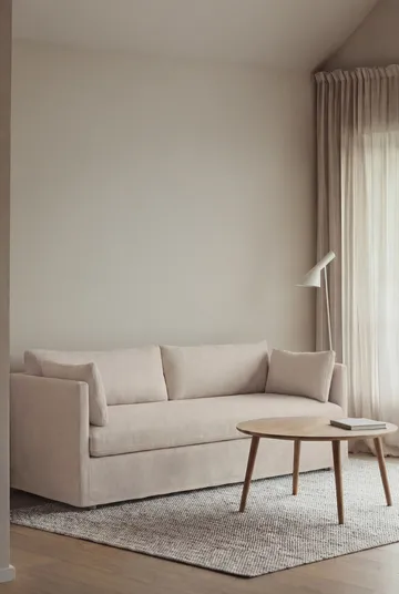 Linnevik sofa - Caleido beige 9600-dąb olejowany na biało, 3-osobowa, z falbaną - 1898