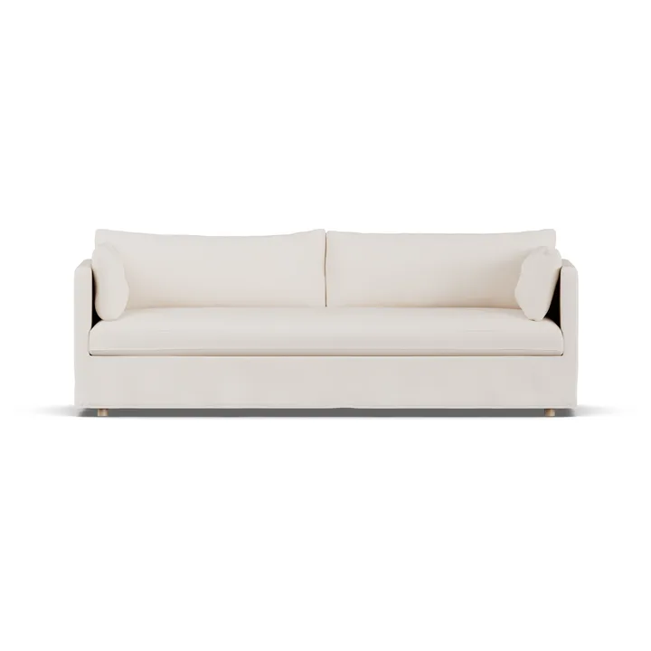 Linnevik sofa - Caleido beige 9600-dąb olejowany na biało, 4-osobowa, z falbaną - 1898
