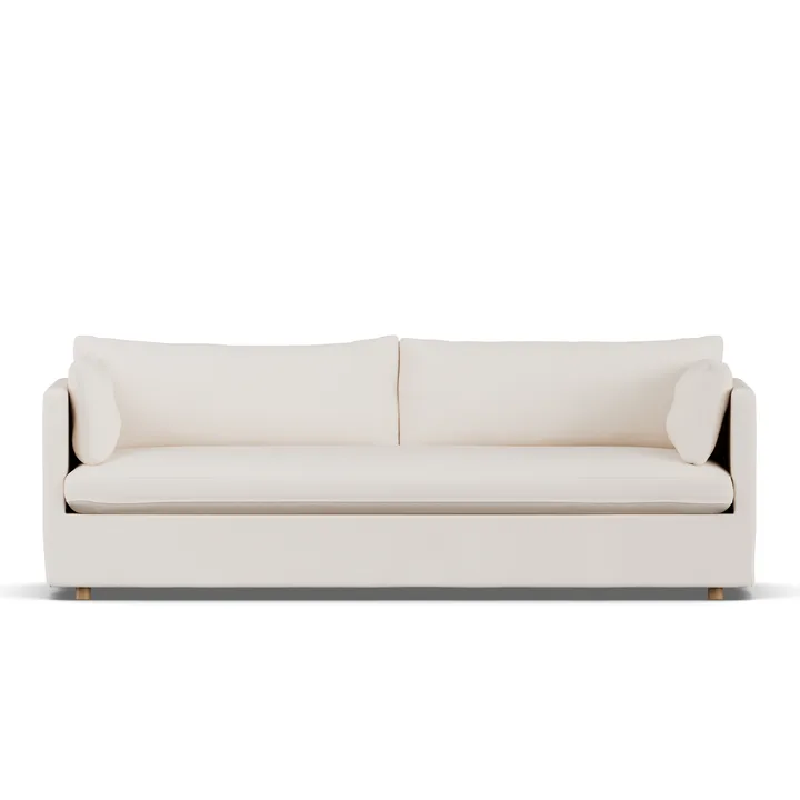 Linnevik sofa - Caleido beige 9600-dąb olejowany na biało, 4-osobowa, z falbaną - 1898