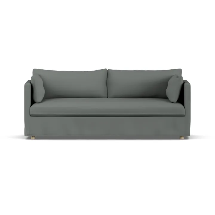 Linnevik sofa - Caleido Grey 1240-dąb olejowany na biało, 3-osobowa, z falbaną - 1898