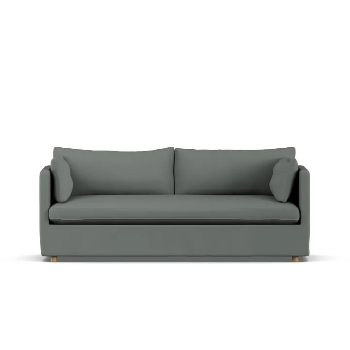 Linnevik sofa - Caleido Grey 1240-dąb olejowany na biało, 3-osobowa, z falbaną - 1898