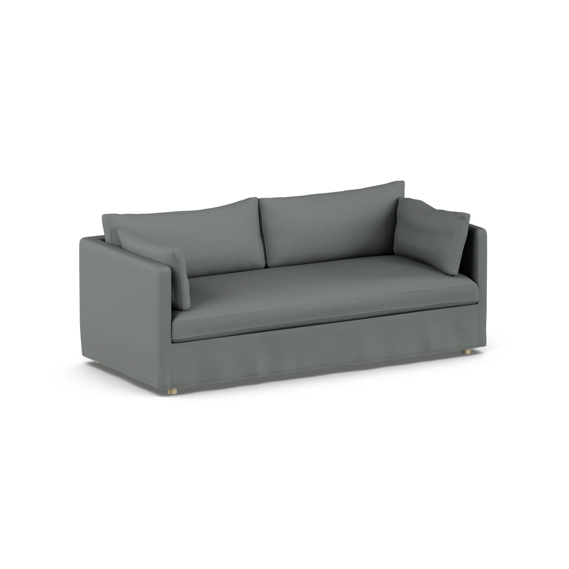 Linnevik sofa, Caleido Grey 1240-dąb olejowany na biało, 3-osobowa, z falbaną 1898