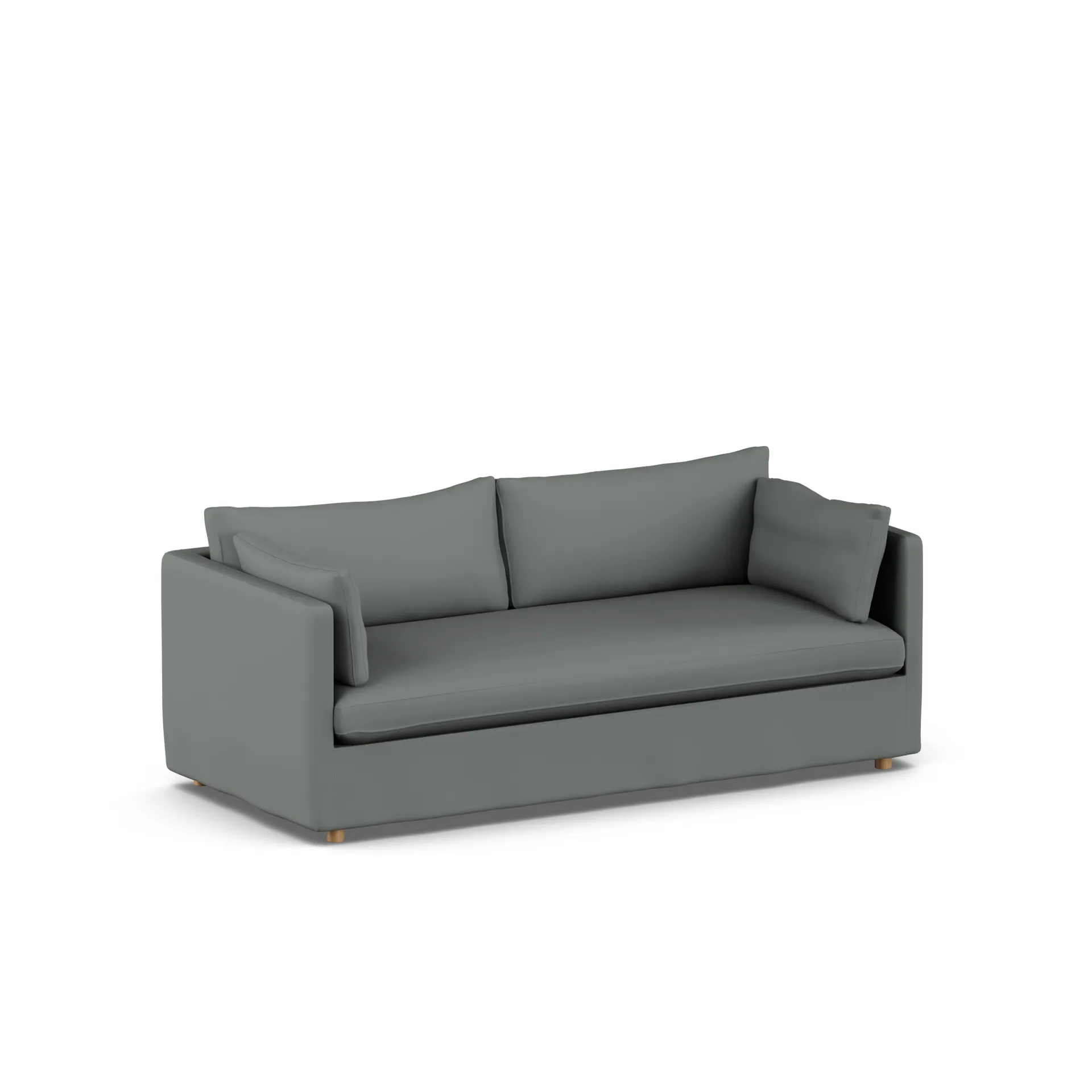 Linnevik sofa, Caleido Grey 1240-dąb olejowany na biało, 3-osobowa, z falbaną 1898
