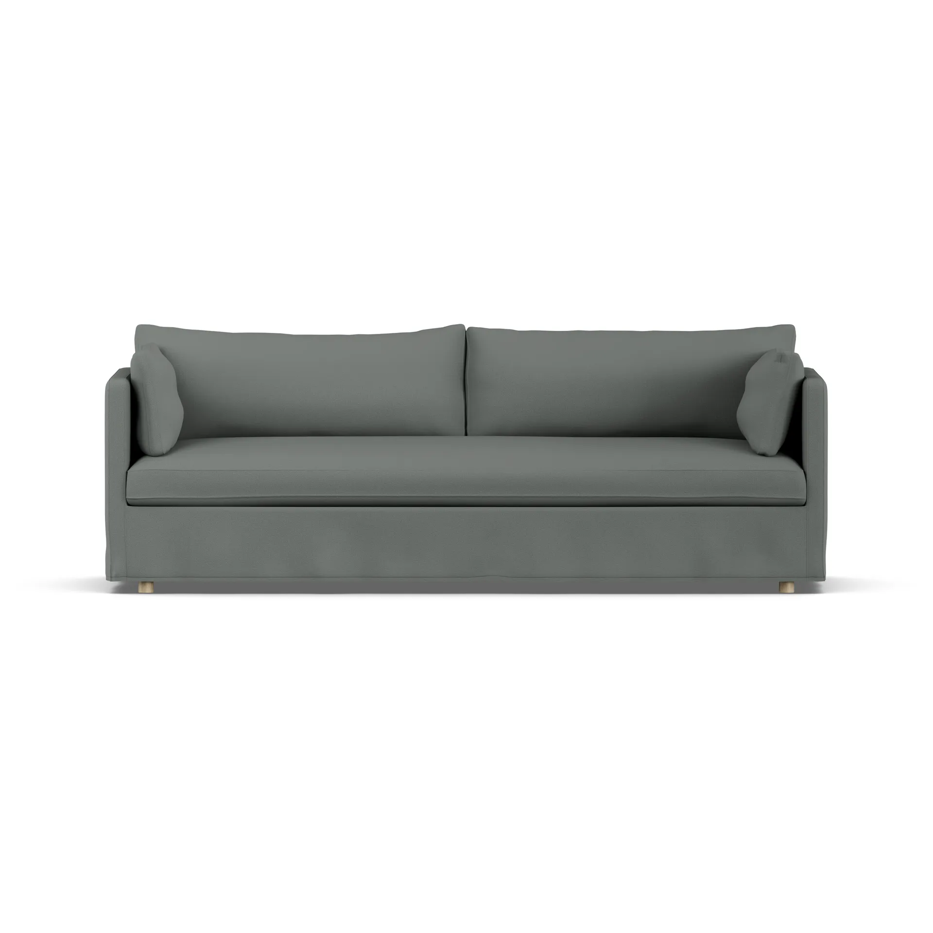 Linnevik sofa, Caleido grey 1240-dąb olejowany na biało, 4-osobowa, z falbaną 1898
