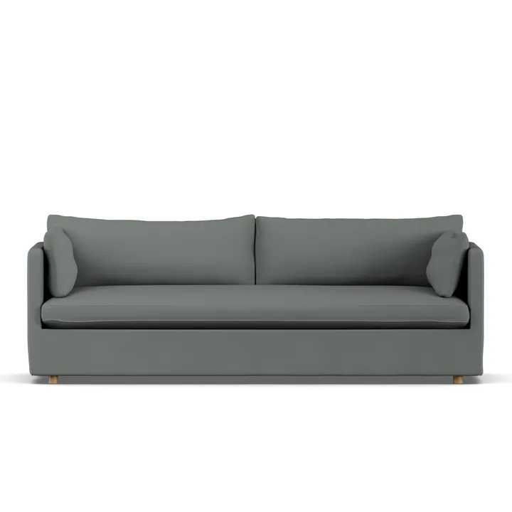 Linnevik sofa - Caleido grey 1240-dąb olejowany na biało, 4-osobowa, z falbaną - 1898
