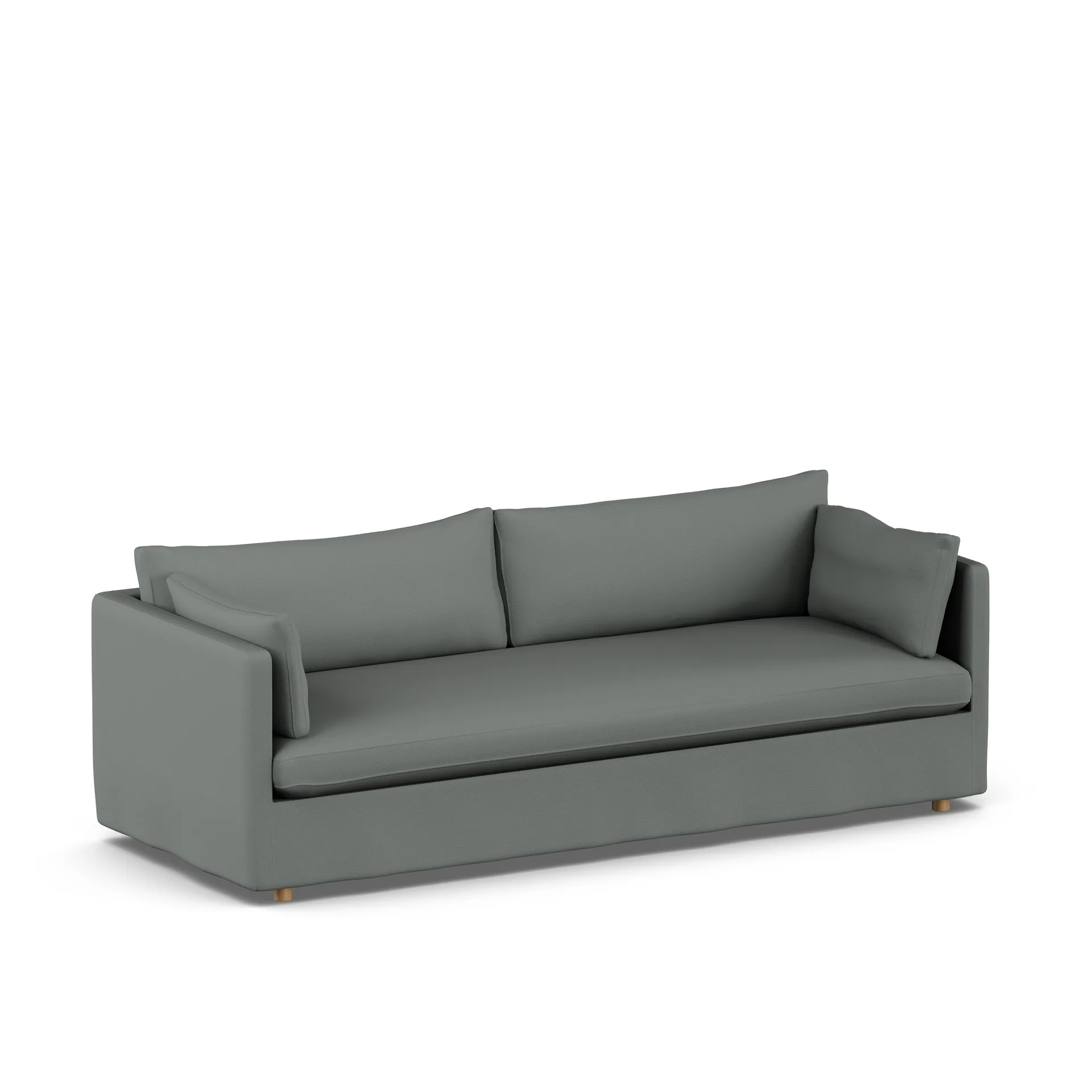 Linnevik sofa, Caleido grey 1240-dąb olejowany na biało, 4-osobowa, z falbaną 1898