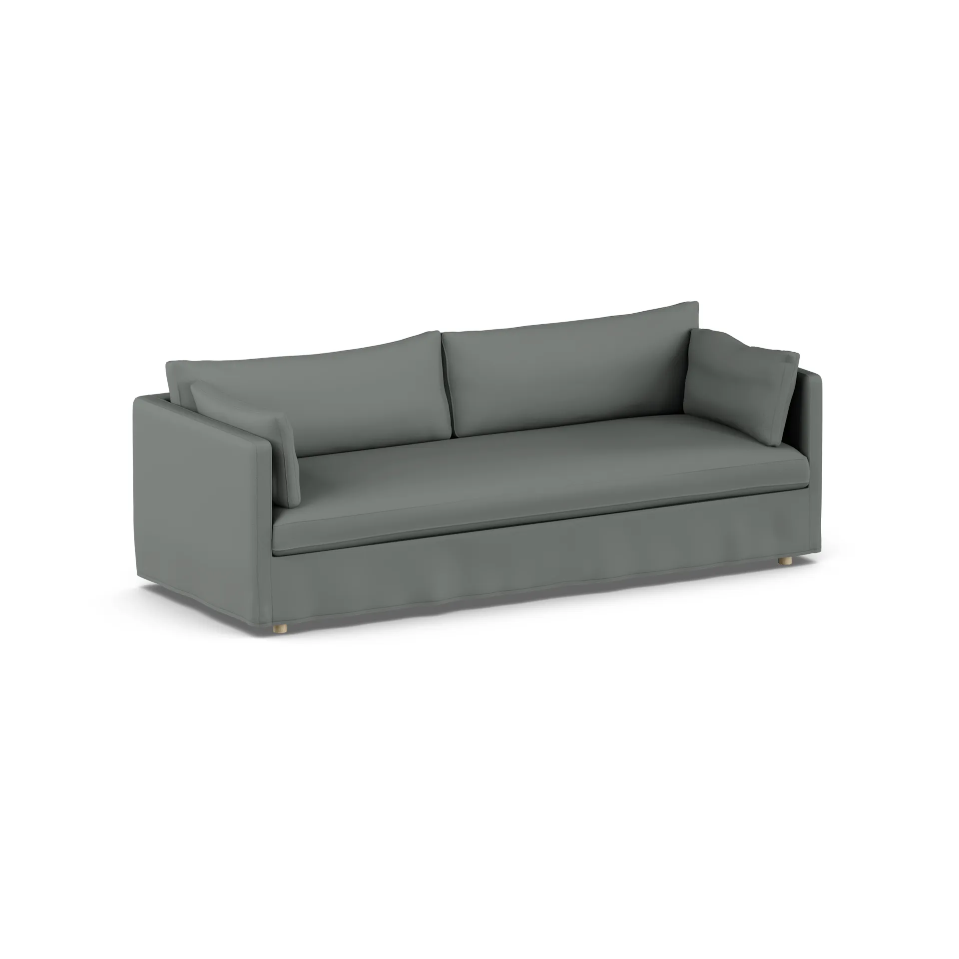Linnevik sofa, Caleido grey 1240-dąb olejowany na biało, 4-osobowa, z falbaną 1898