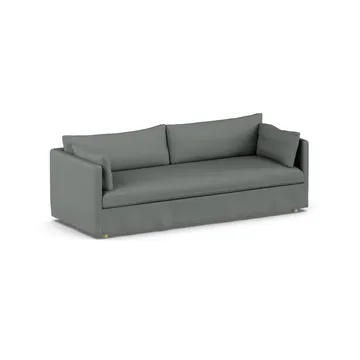 Linnevik sofa - Caleido grey 1240-dąb olejowany na biało, 4-osobowa, z falbaną - 1898