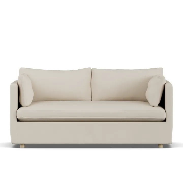 Linnevik sofa - Jump Beige 1956-dąb olejowany na biało, 2-osobowa, z falbaną - 1898