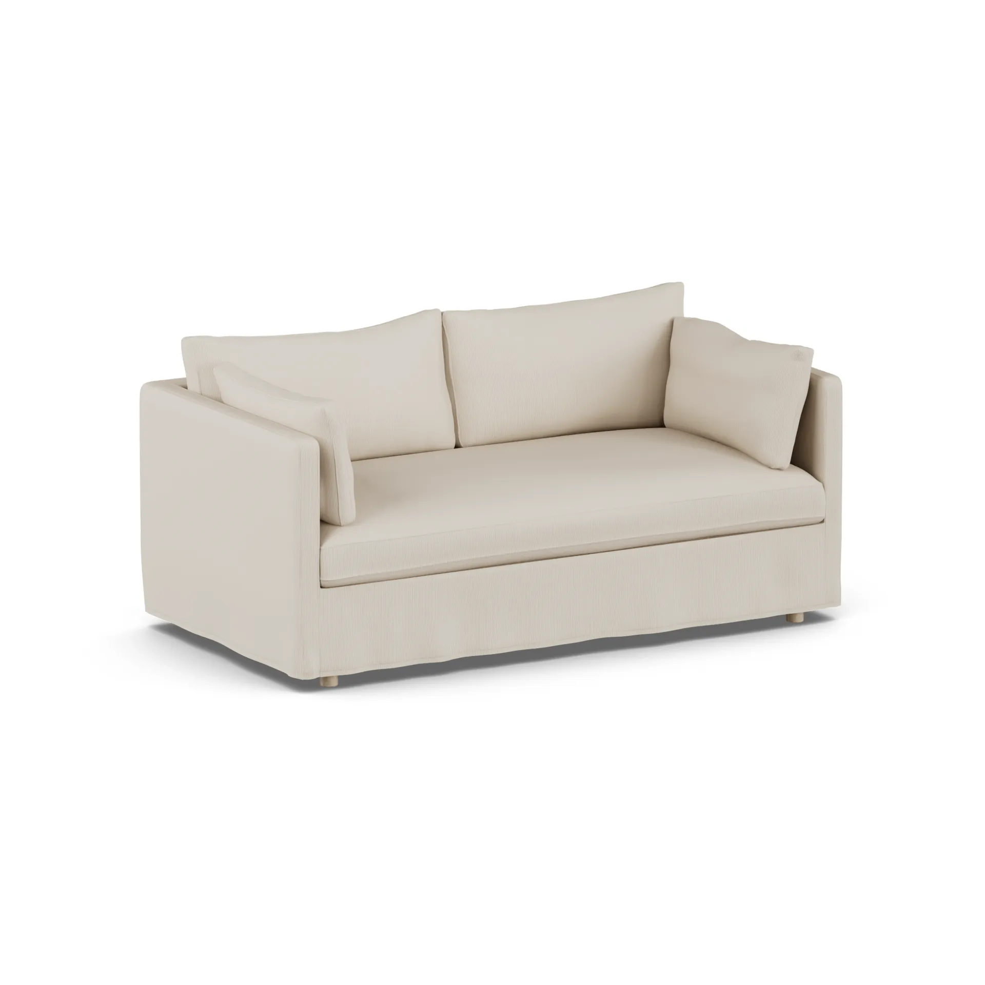 Linnevik sofa, Jump Beige 1956-dąb olejowany na biało, 2-osobowa, z falbaną 1898