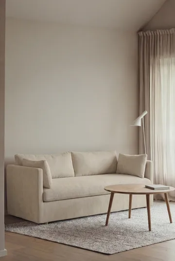 Linnevik sofa - Jump Beige 1956-dąb olejowany na biało, 2-osobowa, z falbaną - 1898