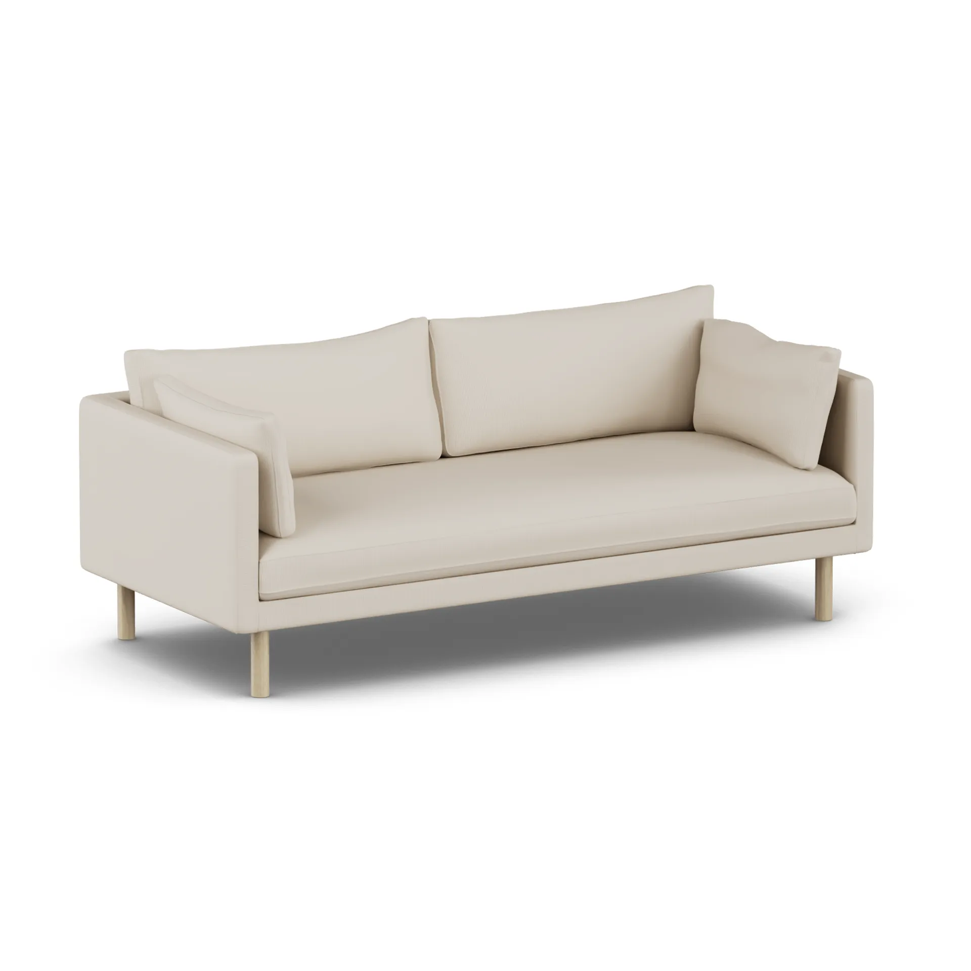 Linnevik sofa, Jump Beige 1956-dąb olejowany na biało, 3-osobowa, bez falbany 1898