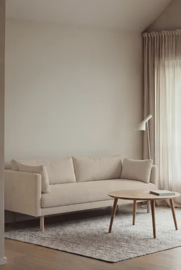 Linnevik sofa - Jump Beige 1956-dąb olejowany na biało, 3-osobowa, bez falbany - 1898