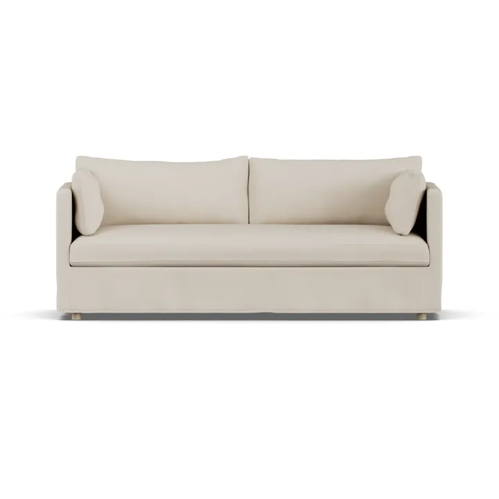 Linnevik sofa - Jump Beige 1956-dąb olejowany na biało, 3-osobowa, z falbaną - 1898