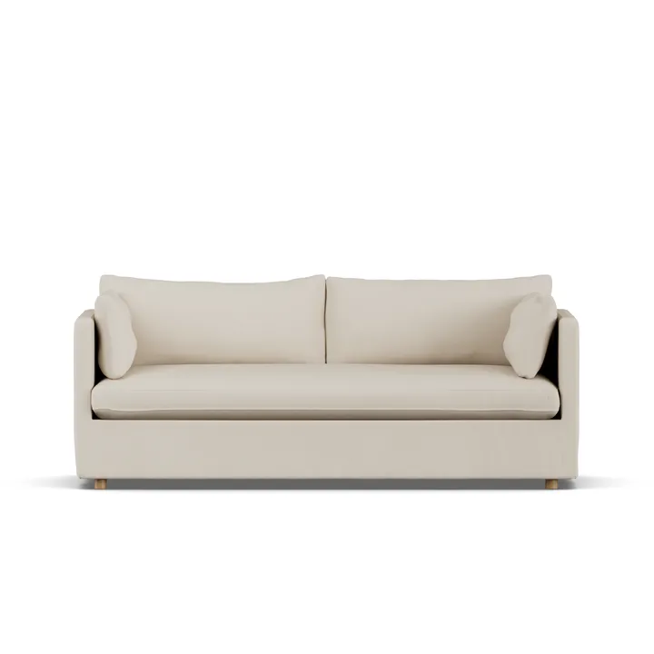 Linnevik sofa - Jump Beige 1956-dąb olejowany na biało, 3-osobowa, z falbaną - 1898