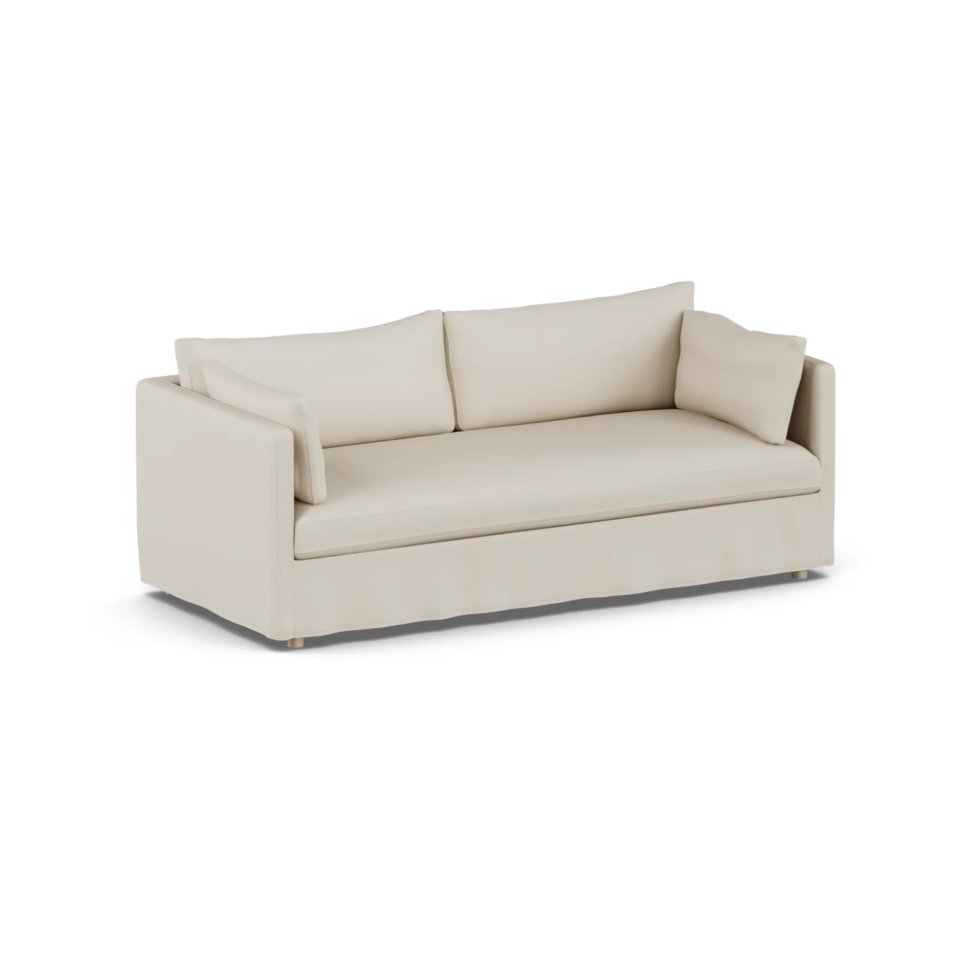 Linnevik sofa, Jump Beige 1956-dąb olejowany na biało, 3-osobowa, z falbaną 1898