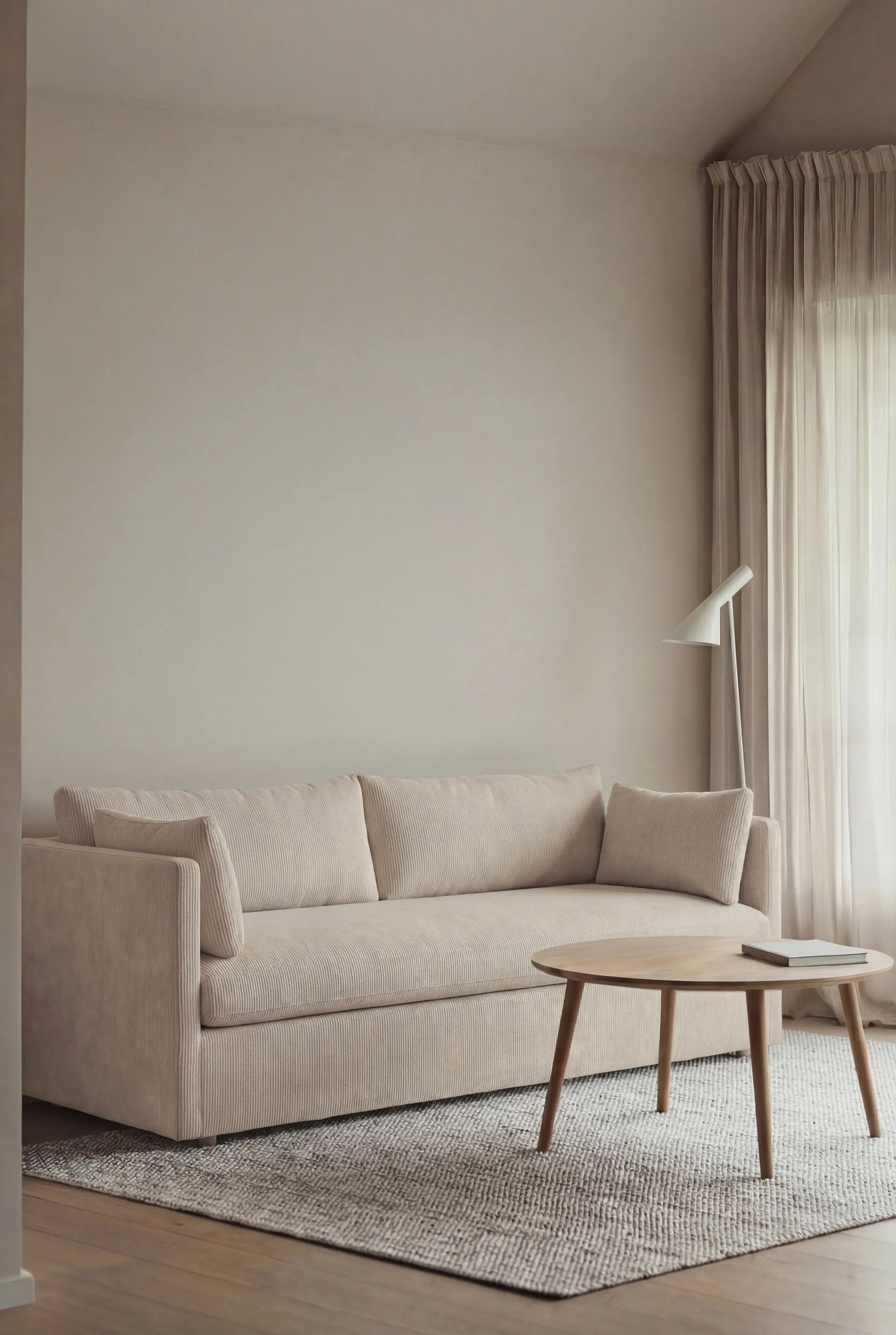 Linnevik sofa, Jump Beige 1956-dąb olejowany na biało, 3-osobowa, z falbaną 1898