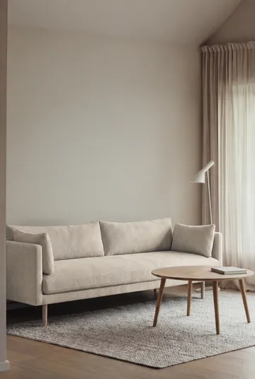 Linnevik sofa - Jump Beige 1956-dąb olejowany na biało, 4-osobowa, bez falbany - 1898