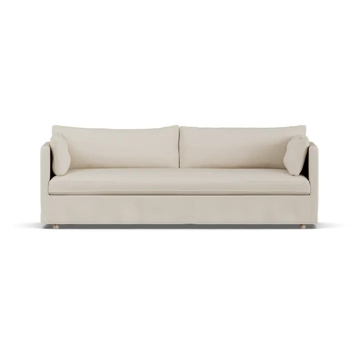 Linnevik sofa - Jump Beige 1956-dąb olejowany na biało, 4-osobowa, z falbaną - 1898