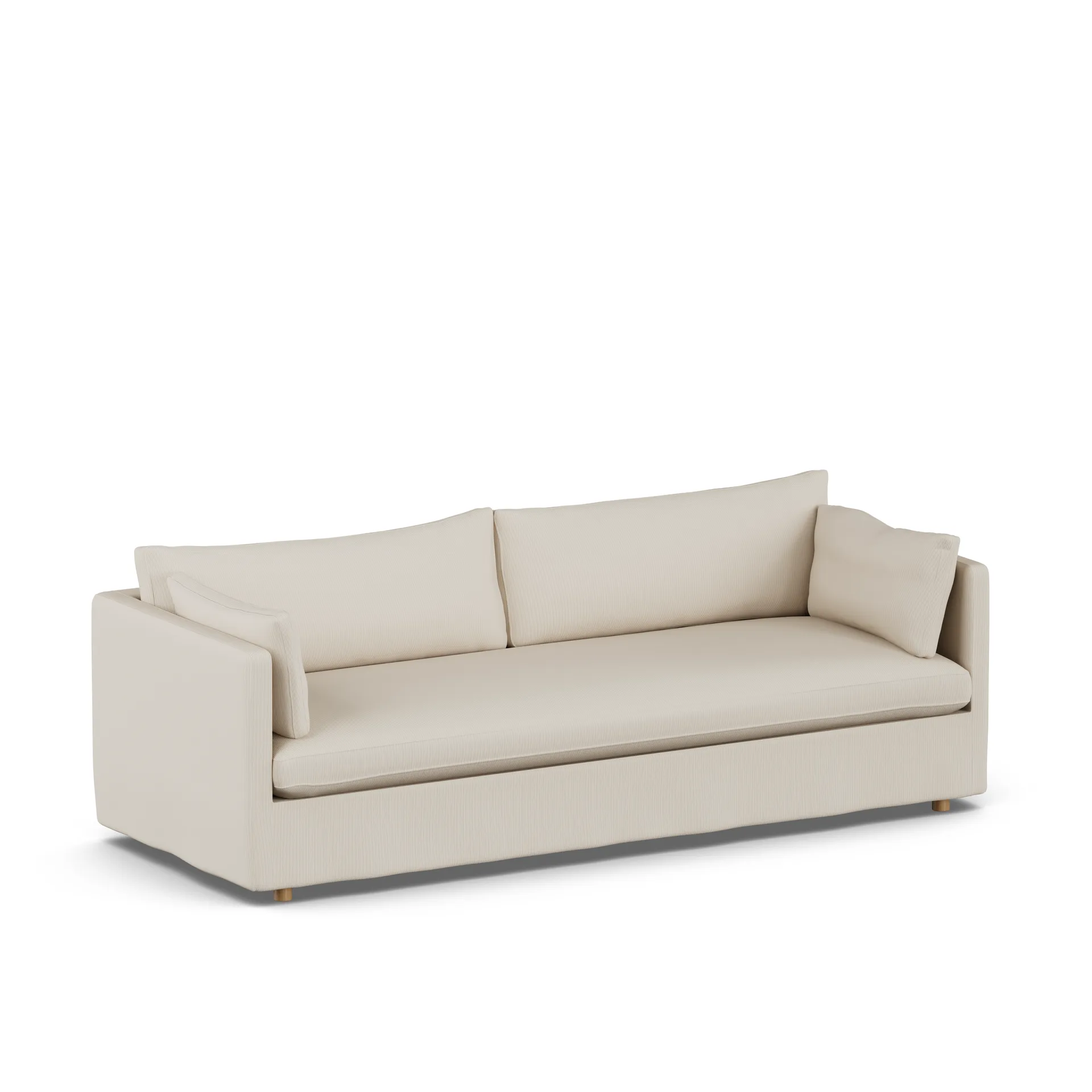 Linnevik sofa, Jump Beige 1956-dąb olejowany na biało, 4-osobowa, z falbaną 1898