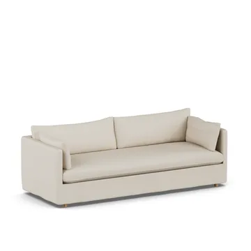 Linnevik sofa - Jump Beige 1956-dąb olejowany na biało, 4-osobowa, z falbaną - 1898
