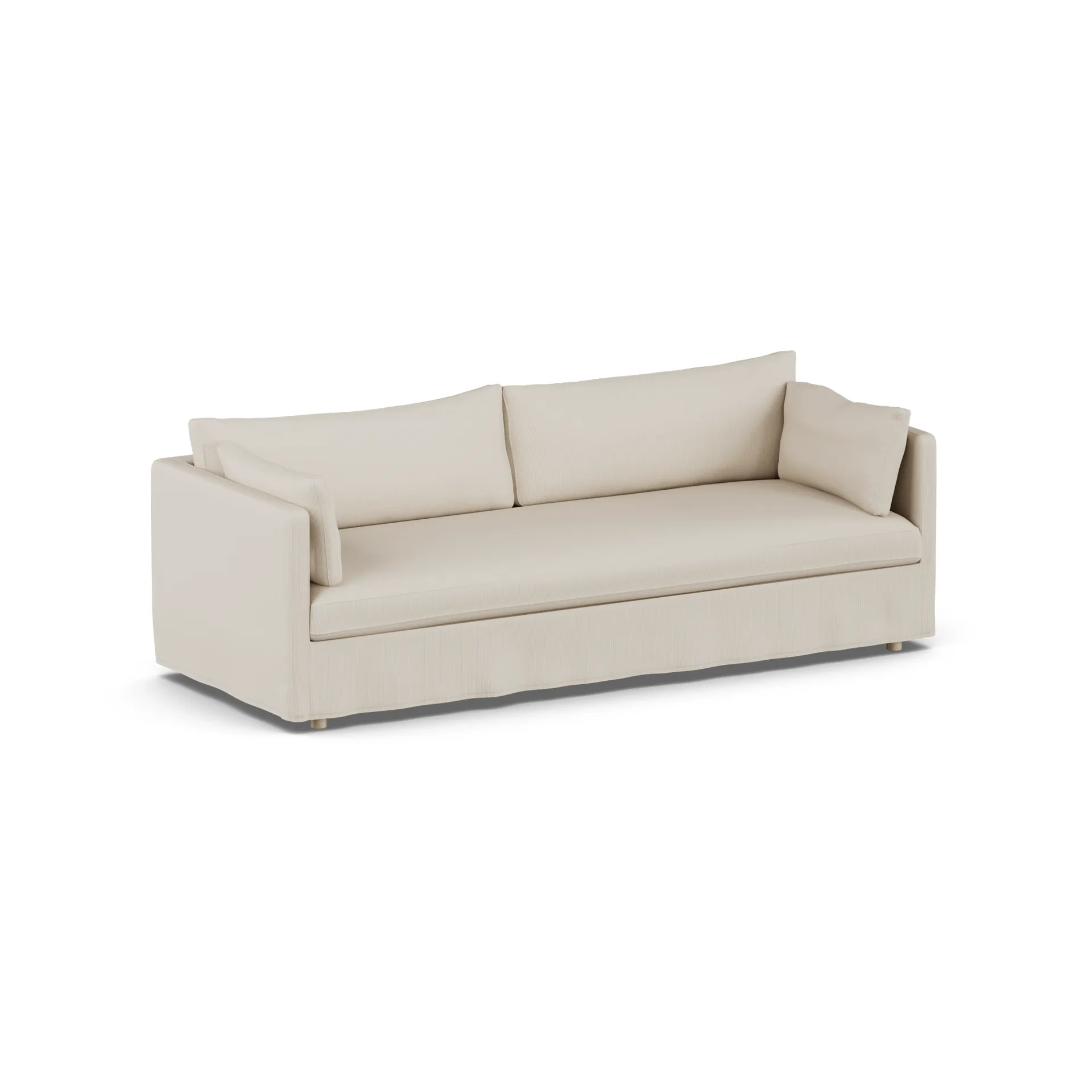 Linnevik sofa, Jump Beige 1956-dąb olejowany na biało, 4-osobowa, z falbaną 1898