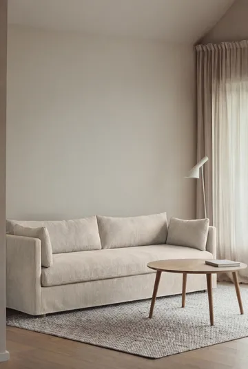 Linnevik sofa - Jump Beige 1956-dąb olejowany na biało, 4-osobowa, z falbaną - 1898