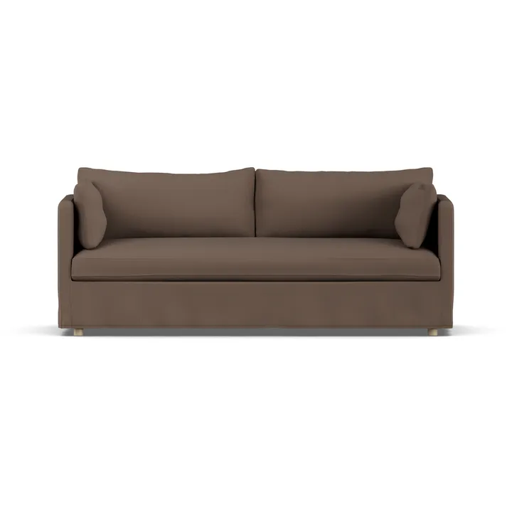 Linnevik sofa - Jump brown 1955-dąb olejowany na biało, 3-osobowa, z falbaną - 1898