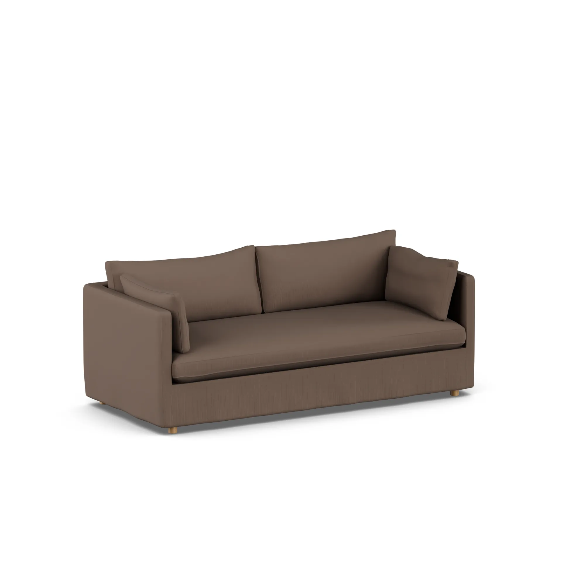 Linnevik sofa, Jump brown 1955-dąb olejowany na biało, 3-osobowa, z falbaną 1898