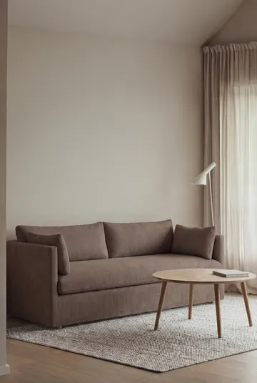 Linnevik sofa - Jump brown 1955-dąb olejowany na biało, 3-osobowa, z falbaną - 1898