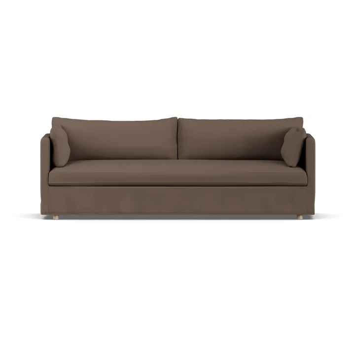 Linnevik sofa - Jump brown 1955-dąb olejowany na biało, 4-osobowa, z falbaną - 1898