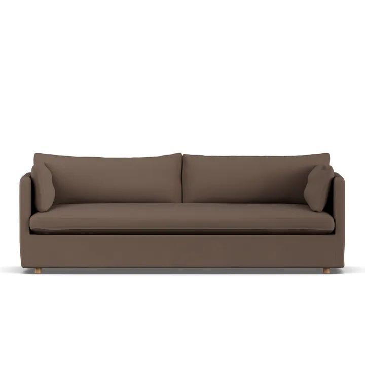 Linnevik sofa - Jump brown 1955-dąb olejowany na biało, 4-osobowa, z falbaną - 1898