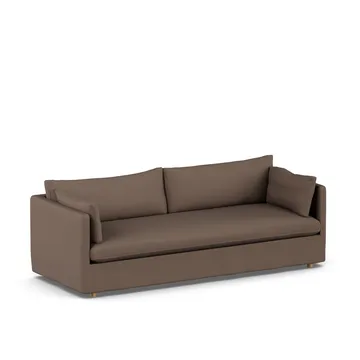 Linnevik sofa - Jump brown 1955-dąb olejowany na biało, 4-osobowa, z falbaną - 1898