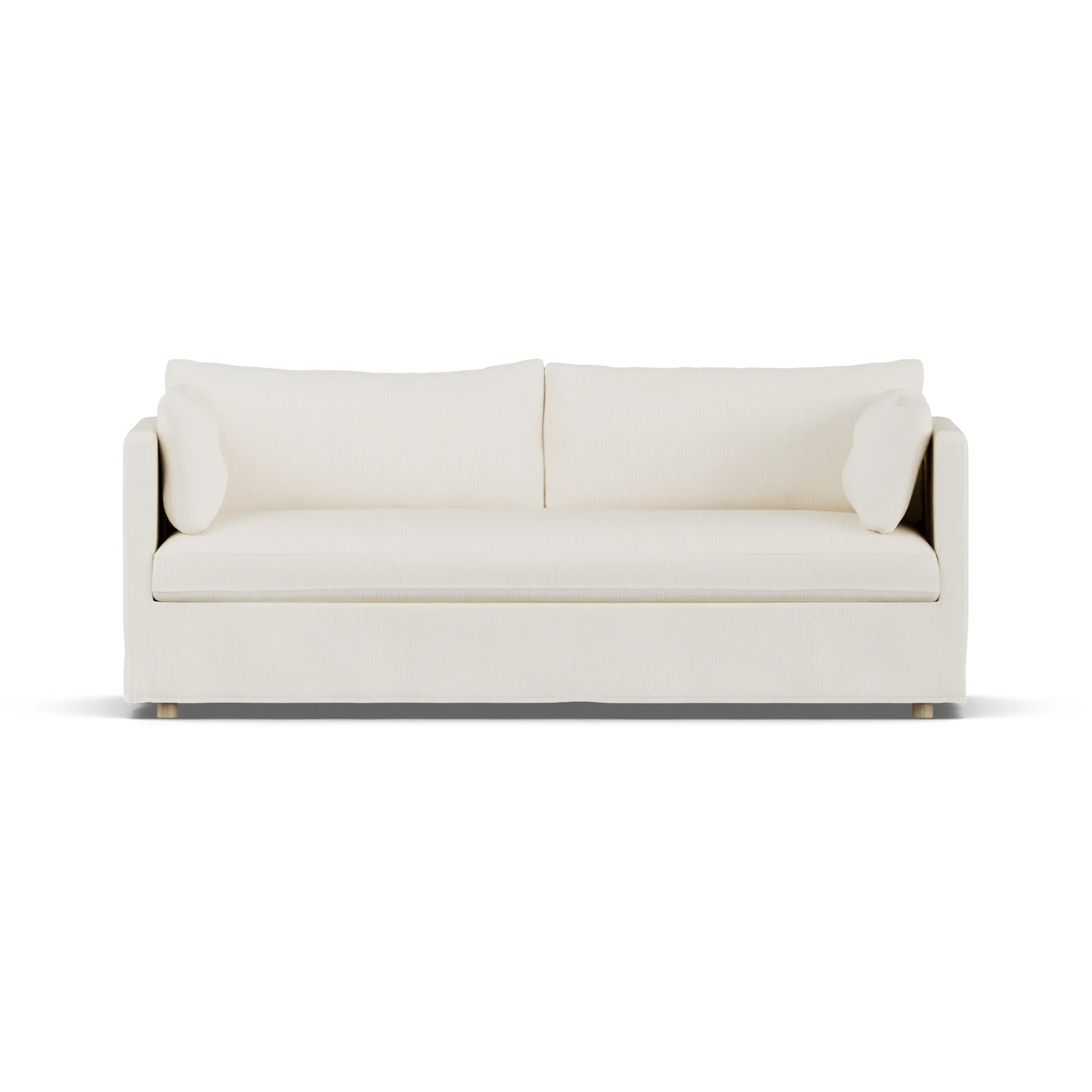 Linnevik sofa, Jump off white 1954-dąb olejowany na biało, 3-osobowa, z falbaną 1898