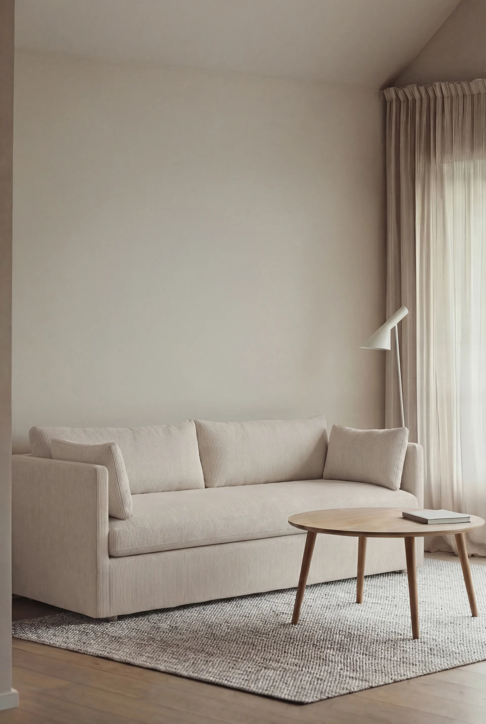 Linnevik sofa, Jump off white 1954-dąb olejowany na biało, 3-osobowa, z falbaną 1898